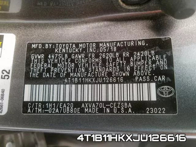 4T1B11HKXJU126616 фото 2