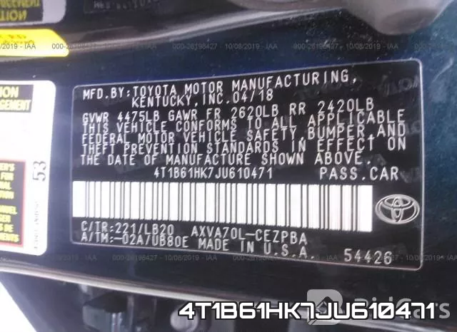 4T1B61HK7JU610471 фото 10