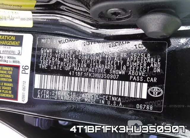 4T1BF1FK3HU350907 фото 10