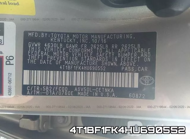 4T1BF1FK4HU690552 фото 10