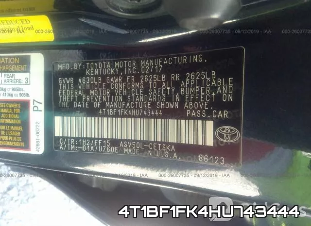 4T1BF1FK4HU743444 фото 10