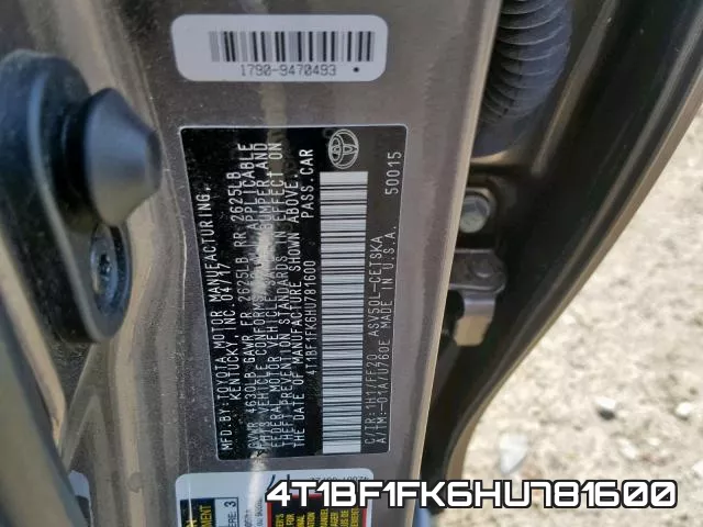 4T1BF1FK6HU781600 фото 2