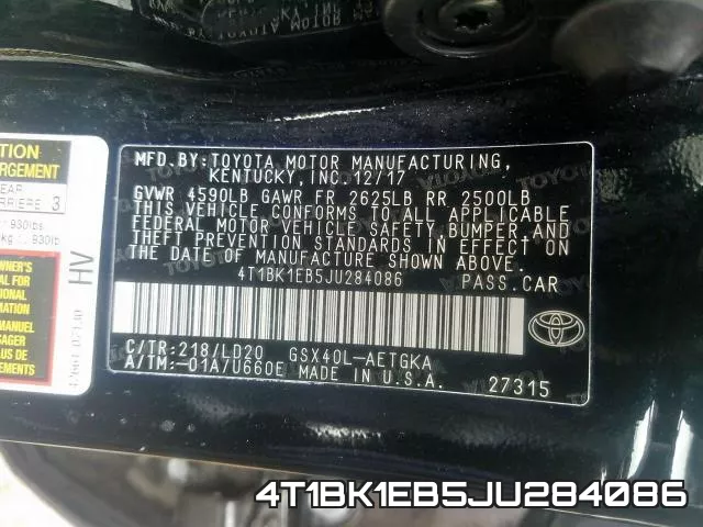 4T1BK1EB5JU284086 фото 2