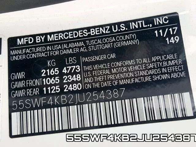 55SWF4KB2JU254387 фото 2