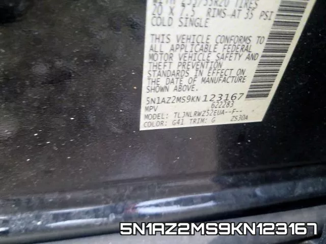 5N1AZ2MS9KN123167 фото 2