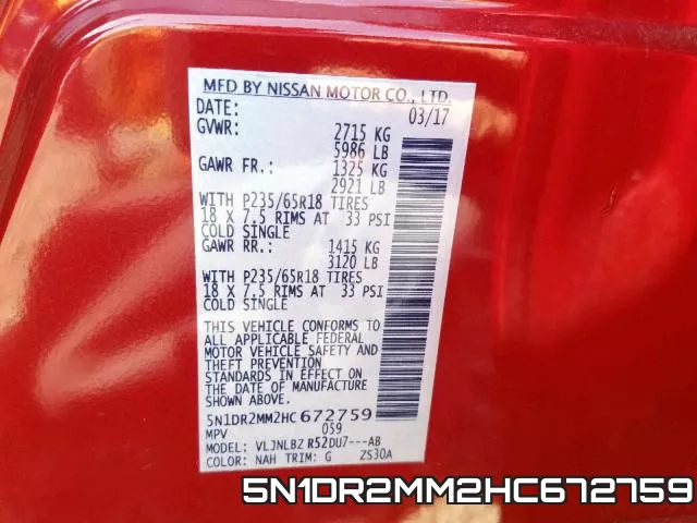 5N1DR2MM2HC672759 фото 2