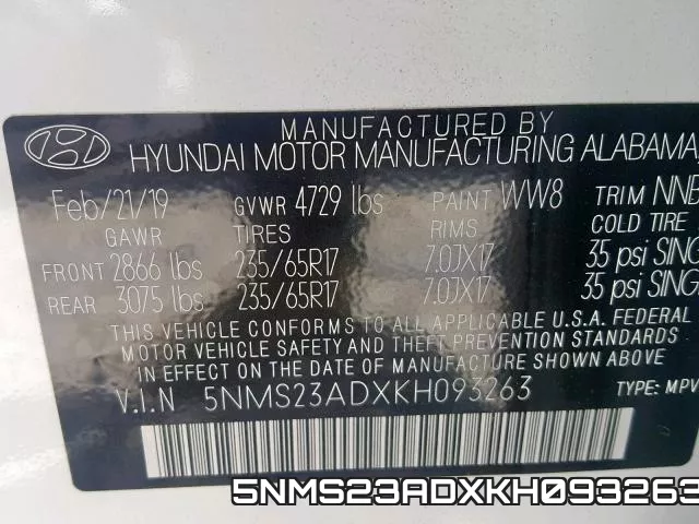 5NMS23ADXKH093263 фото 2