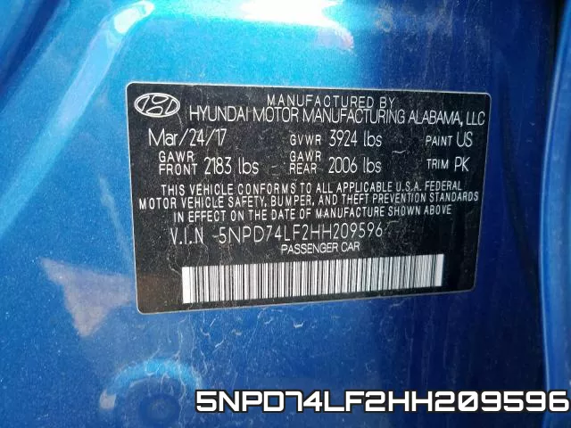 5NPD74LF2HH209596 фото 2