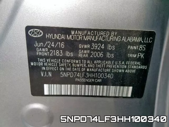 5NPD74LF3HH100340 фото 2