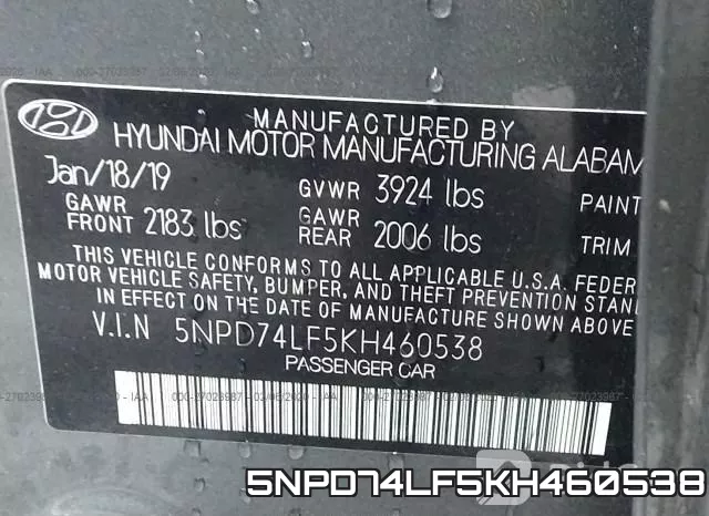 5NPD74LF5KH460538 фото 10