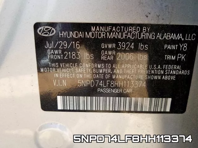 5NPD74LF8HH113374 фото 2