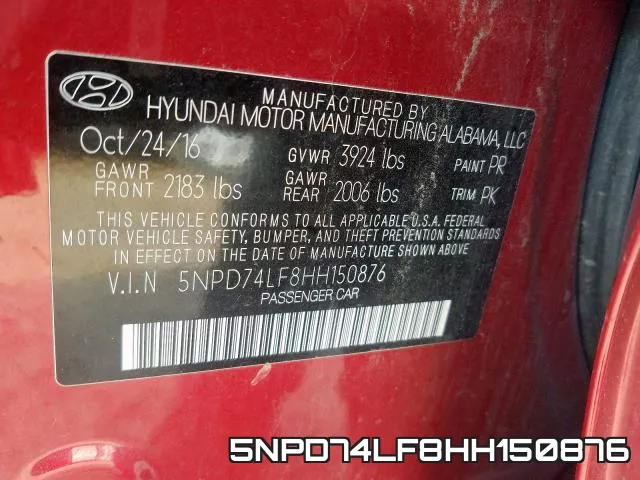 5NPD74LF8HH150876 фото 2