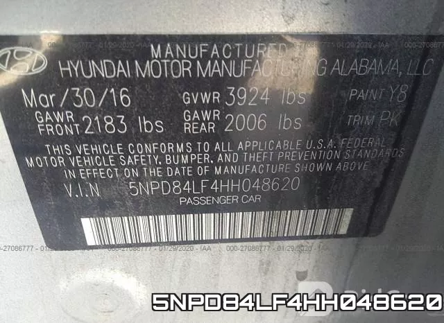 5NPD84LF4HH048620 фото 10