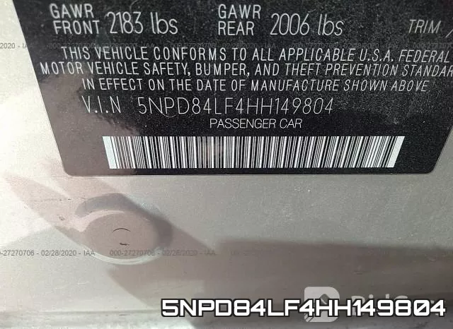 5NPD84LF4HH149804 фото 10