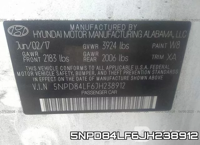 5NPD84LF6JH238912 фото 10