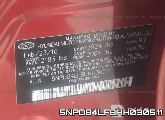 5NPD84LF8HH030511 фото 10