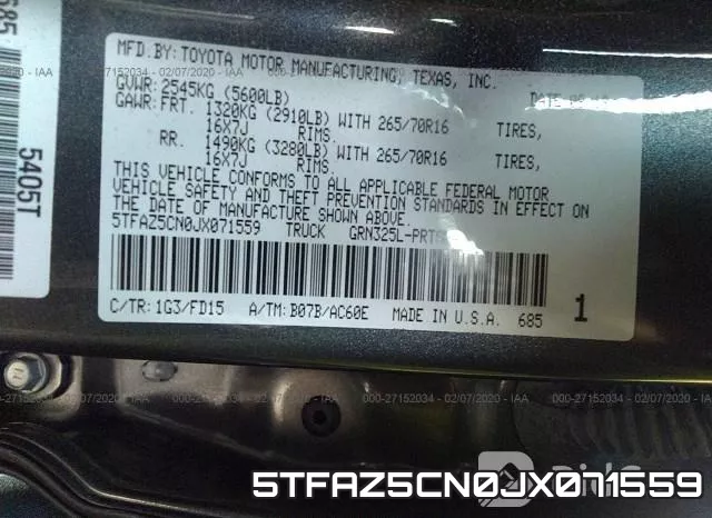 5TFAZ5CN0JX071559 фото 10