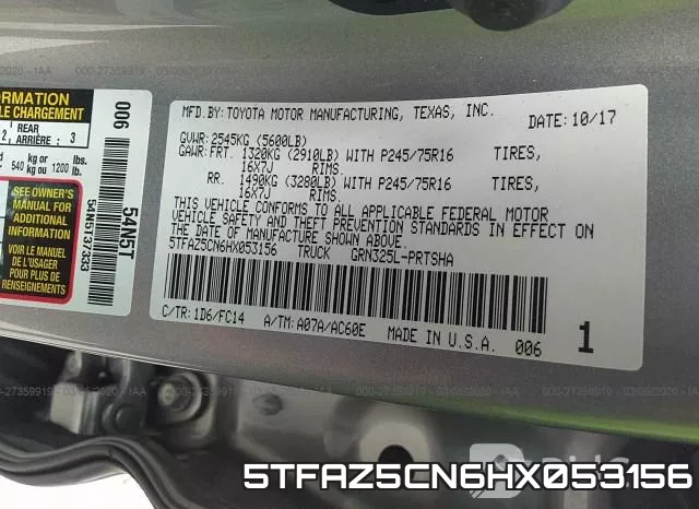 5TFAZ5CN6HX053156 фото 10
