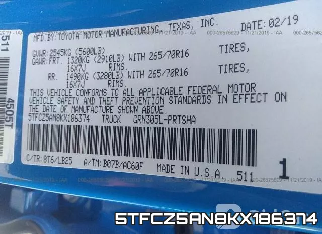 5TFCZ5AN8KX186374 фото 10