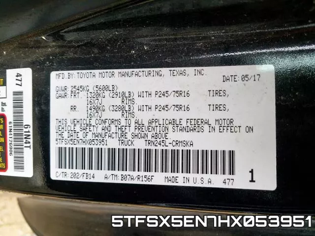 5TFSX5EN7HX053951 фото 2