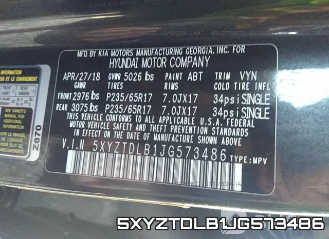 5XYZTDLB1JG573486 фото 10