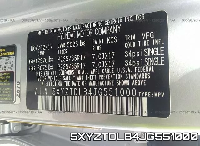 5XYZTDLB4JG551000 фото 10