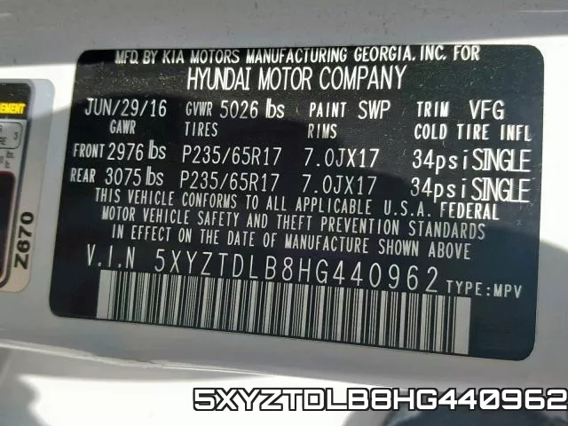 5XYZTDLB8HG440962 фото 2