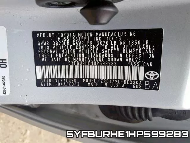 5YFBURHE1HP599283 фото 2