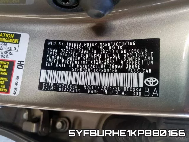 5YFBURHE1KP880166 фото 2