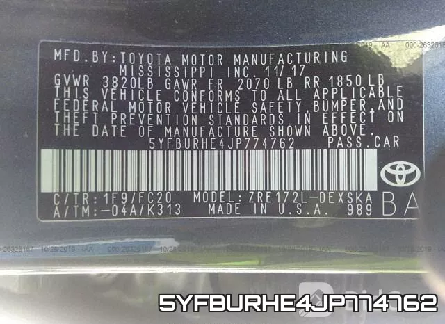 5YFBURHE4JP774762 фото 10