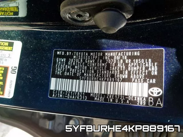 5YFBURHE4KP889167 фото 2