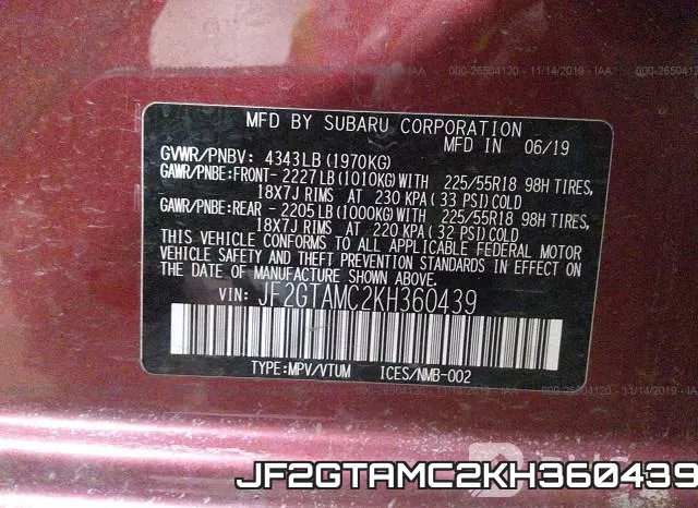 JF2GTAMC2KH360439 фото 10