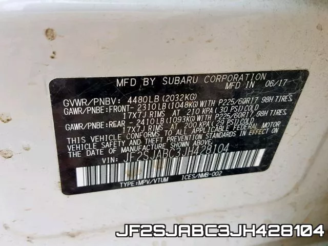 JF2SJABC3JH428104 фото 2