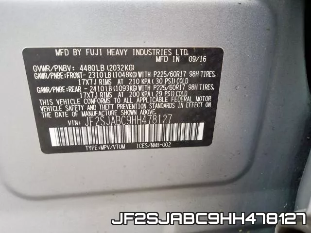JF2SJABC9HH478127 фото 2