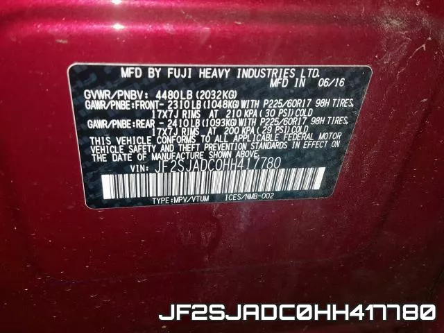 JF2SJADC0HH417780 фото 2