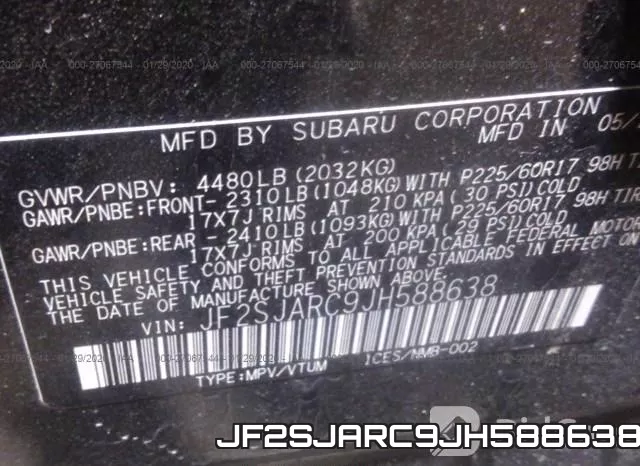 JF2SJARC9JH588638 фото 10