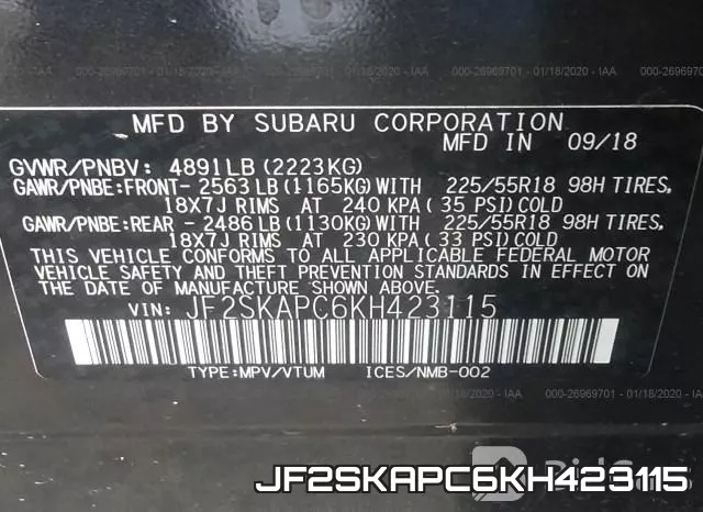 JF2SKAPC6KH423115 фото 10