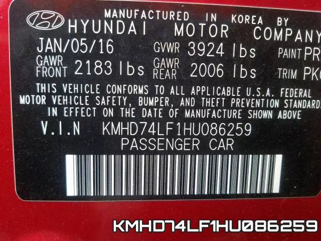 KMHD74LF1HU086259 фото 2