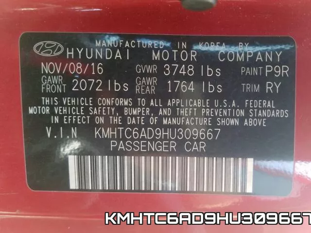 KMHTC6AD9HU309667 фото 2