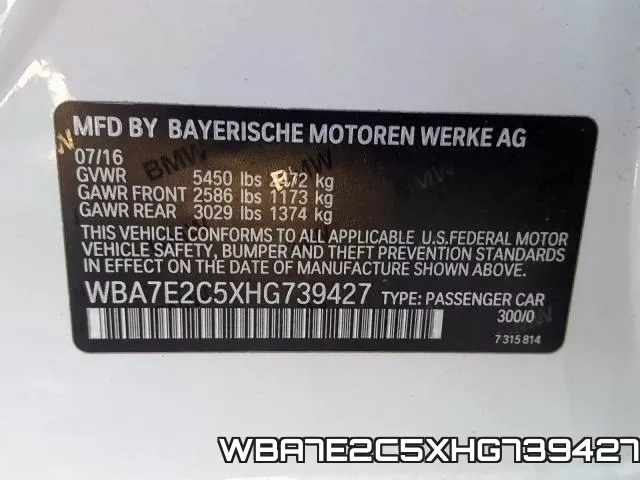WBA7E2C5XHG739427 фото 2