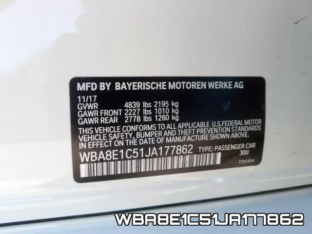 WBA8E1C51JA177862 фото 2