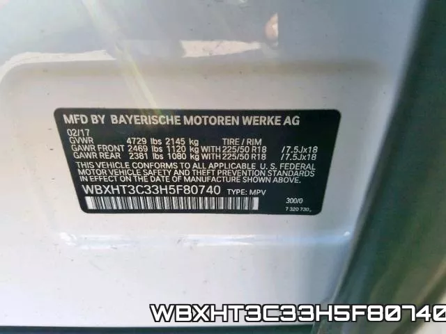 WBXHT3C33H5F80740 фото 2
