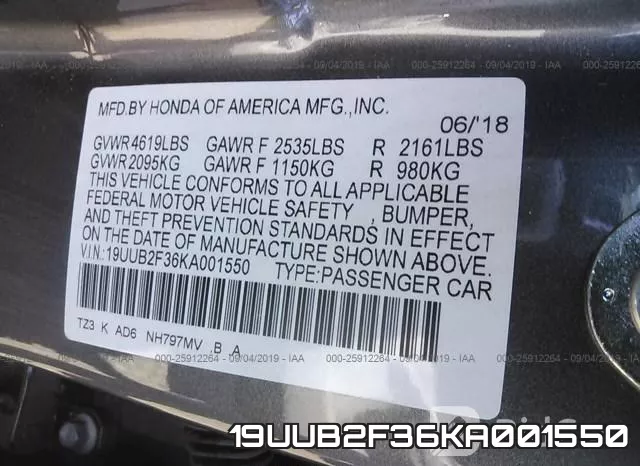 19UUB2F36KA001550 фото 10