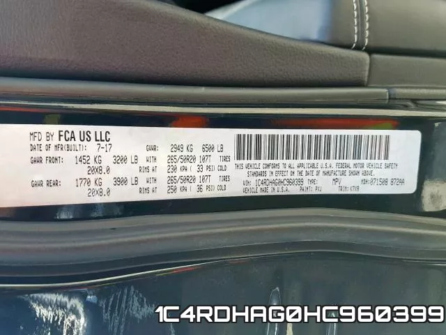 1C4RDHAG0HC960399 фото 2