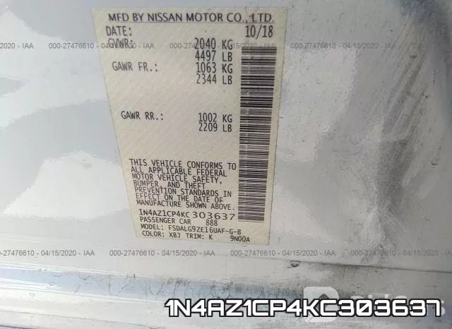 1N4AZ1CP4KC303637 фото 10