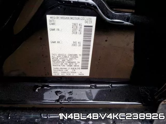 1N4BL4BV4KC238926 фото 2