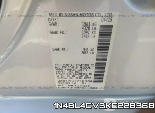 1N4BL4CV3KC228368 фото 10