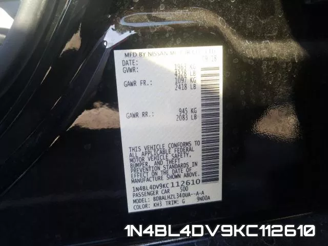 1N4BL4DV9KC112610 фото 2