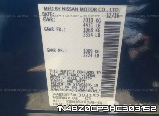 1N4BZ0CP3HC303152 фото 10