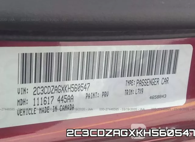 2C3CDZAGXKH560547 фото 10